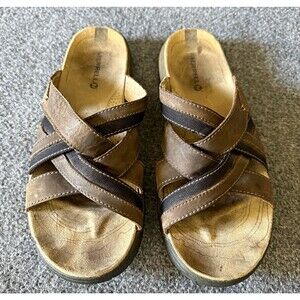Merrell Boulder Men's Slide Sandals Brown Leather Slip-On Comfort US 11 EU 44